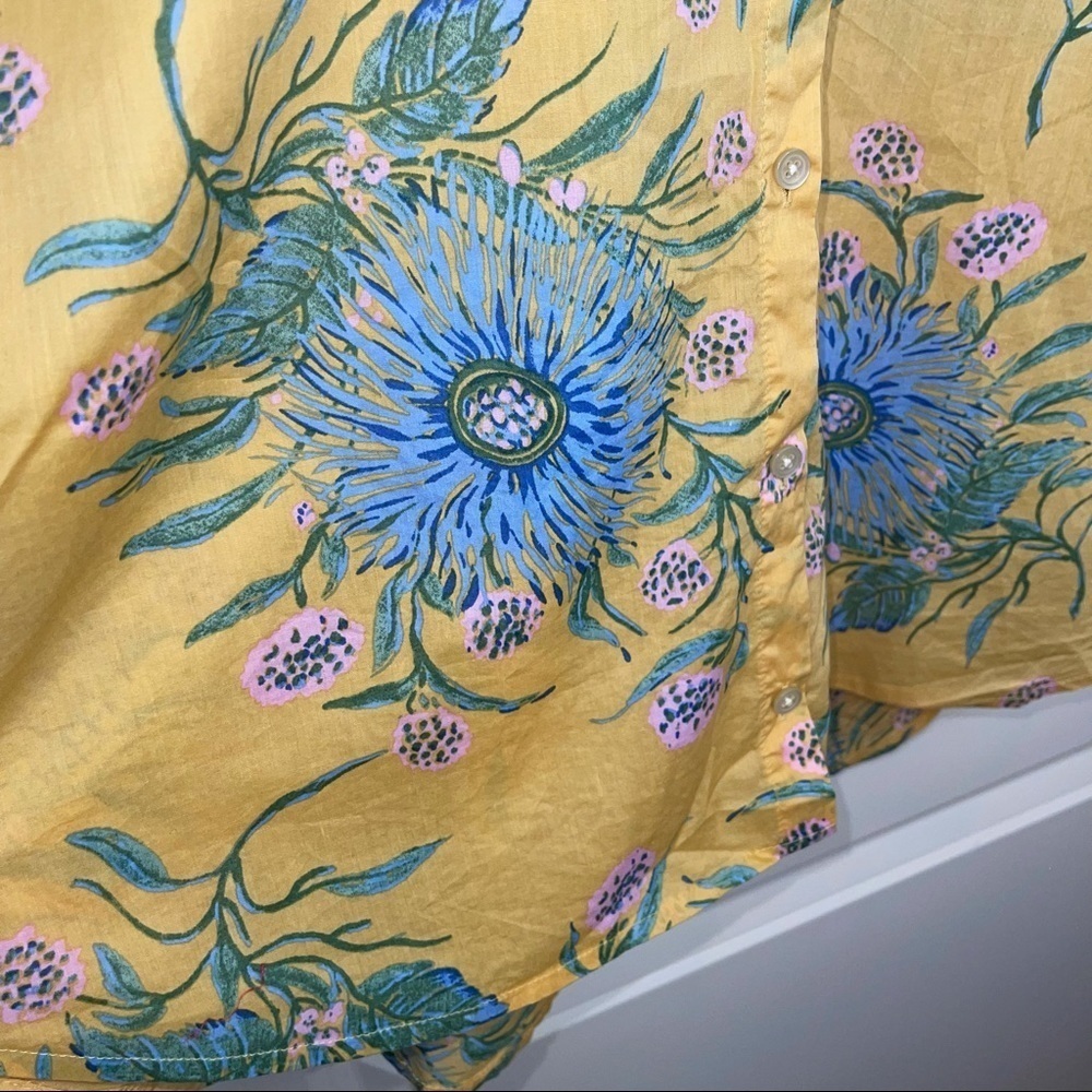 Madewell Ruffle Sleeve Button Down Top Painted Blooms XXS - Picture 11 of 16